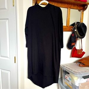 ASOS Monki midi low-high black ribknit mock neck dress size medium
